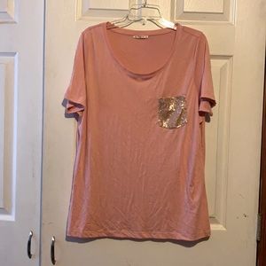 Rose gold Sequin pocket tee